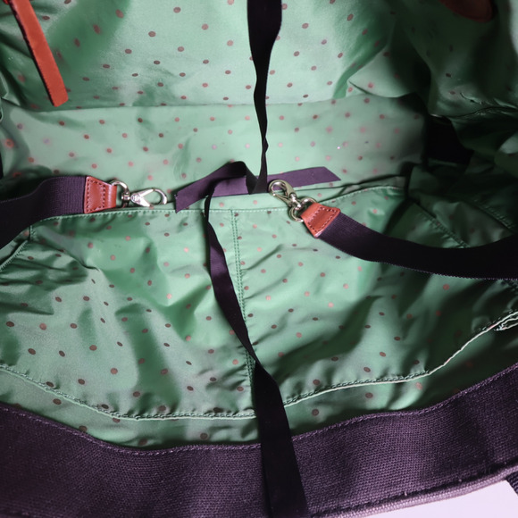 Kate Spade Large Brown Canvas Tote Diaper Bag Butterfly Green Lining Y2K Vintage - Picture 7 of 11